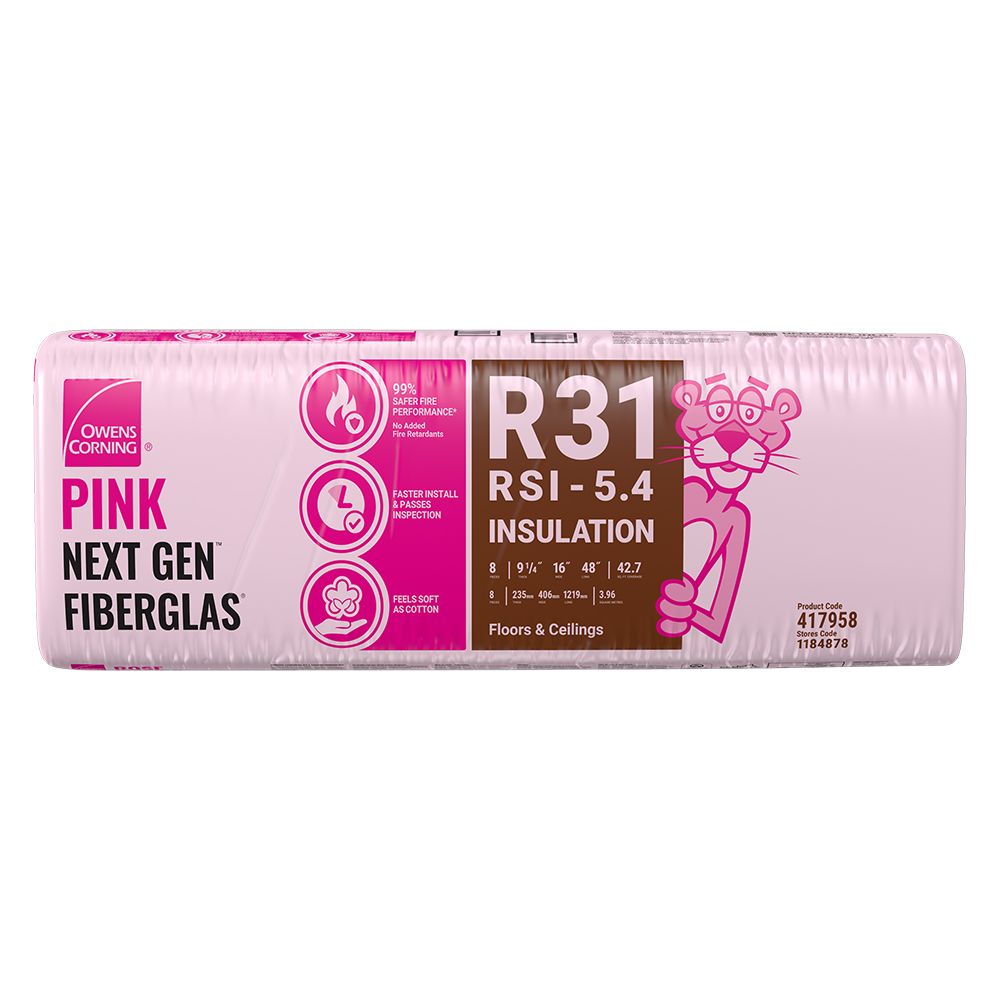 Owens Corning R31 EcoTouch PINK FIBERGLAS Insulation 16inch x 48
