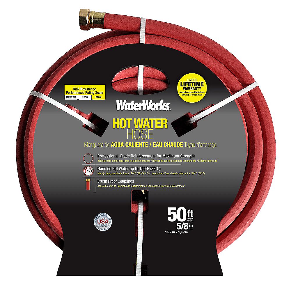 Waterworks 5/8-inch x 50 ft. Hot Water Rubber Hose | The Home Depot Canada
