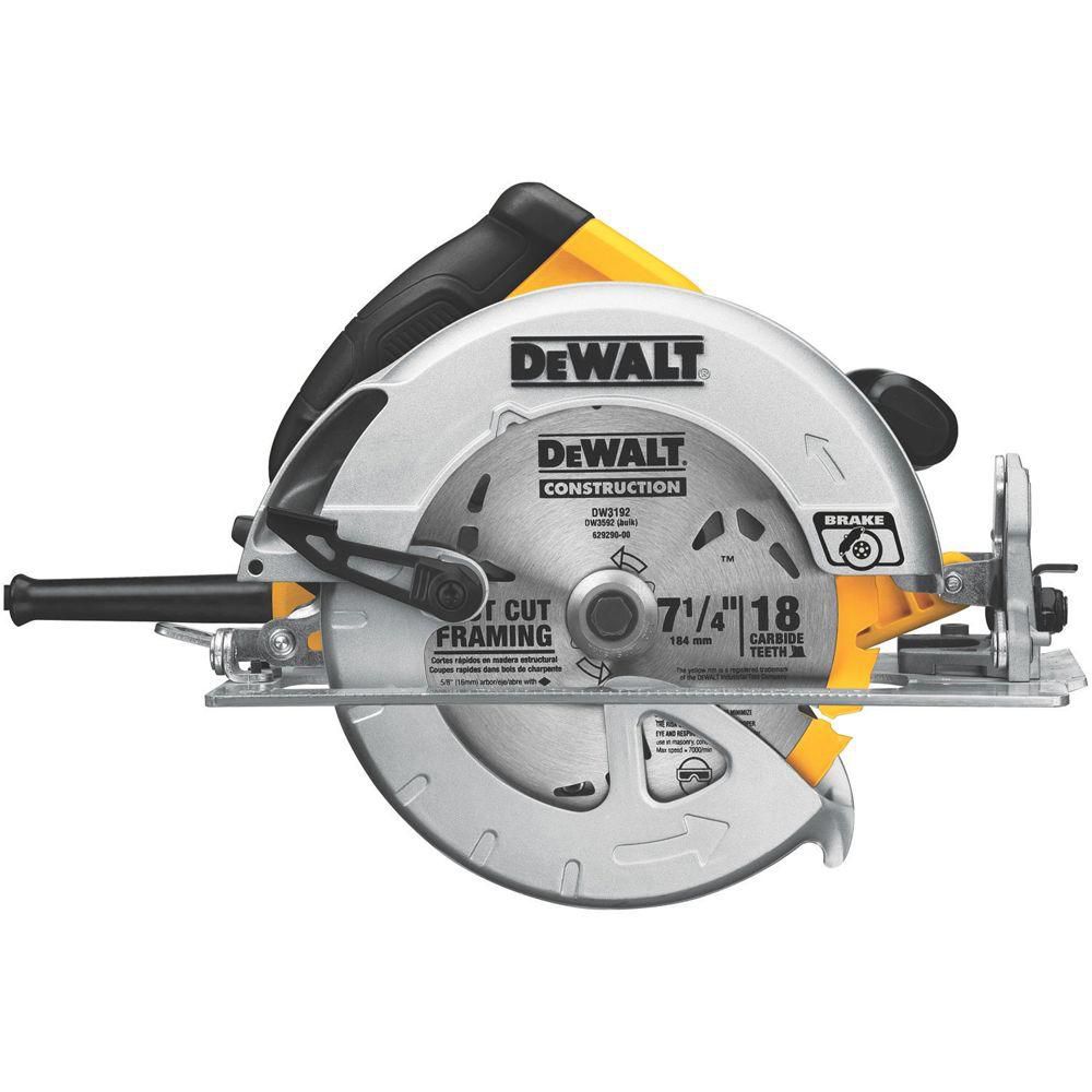 DEWALT Scie circulaire dotée d'une poignée sur le dessus et d'une semelle faite d'un matériau composite DEWALT Scie circulaire dotée d'une poignée sur le dessus et d'une semelle faite d'un matériau composite