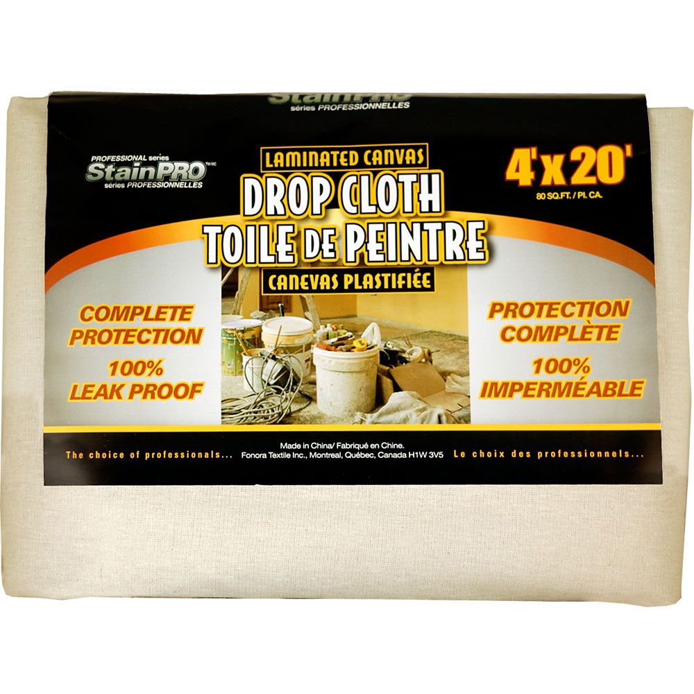 Stain Pro Laminated Canvas Drop Cloth 4 Feet x 20 Feet The Home