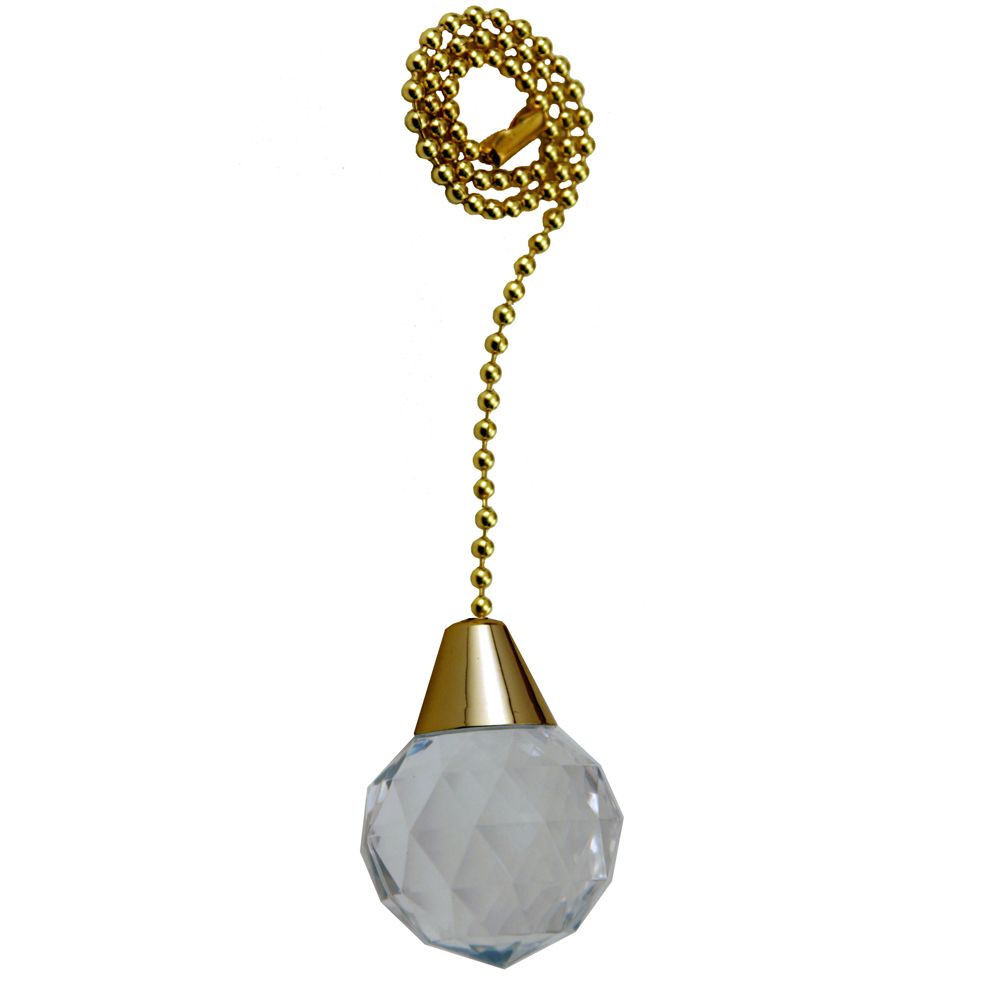 Atron Acrylic Sphere Pull Chain with 12 Inch (30.5 cm) Brass Beaded