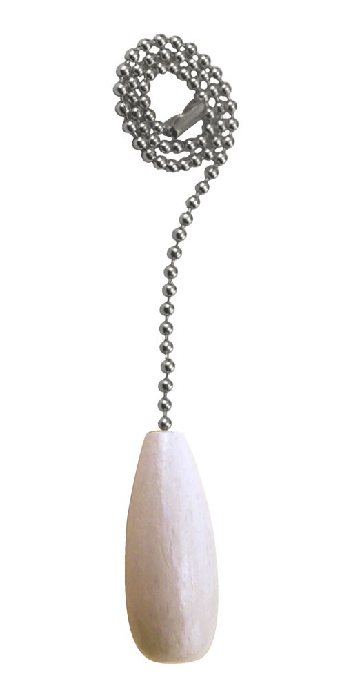 Atron White Wood Drop Shape Pull Chain with 12 Inch (30.5 cm) Brushed