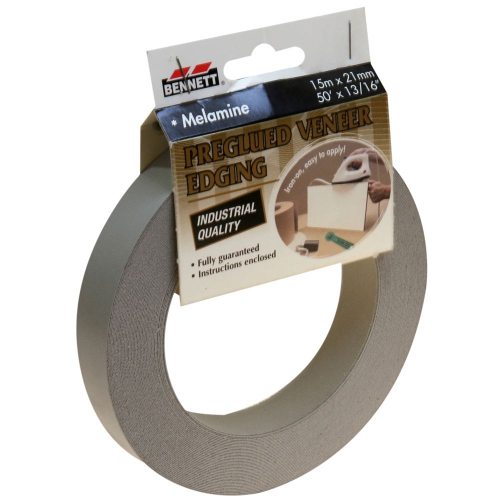 50 ft x 13/16 inch PreGlued Melamine, Light Grey Iron on Edging.