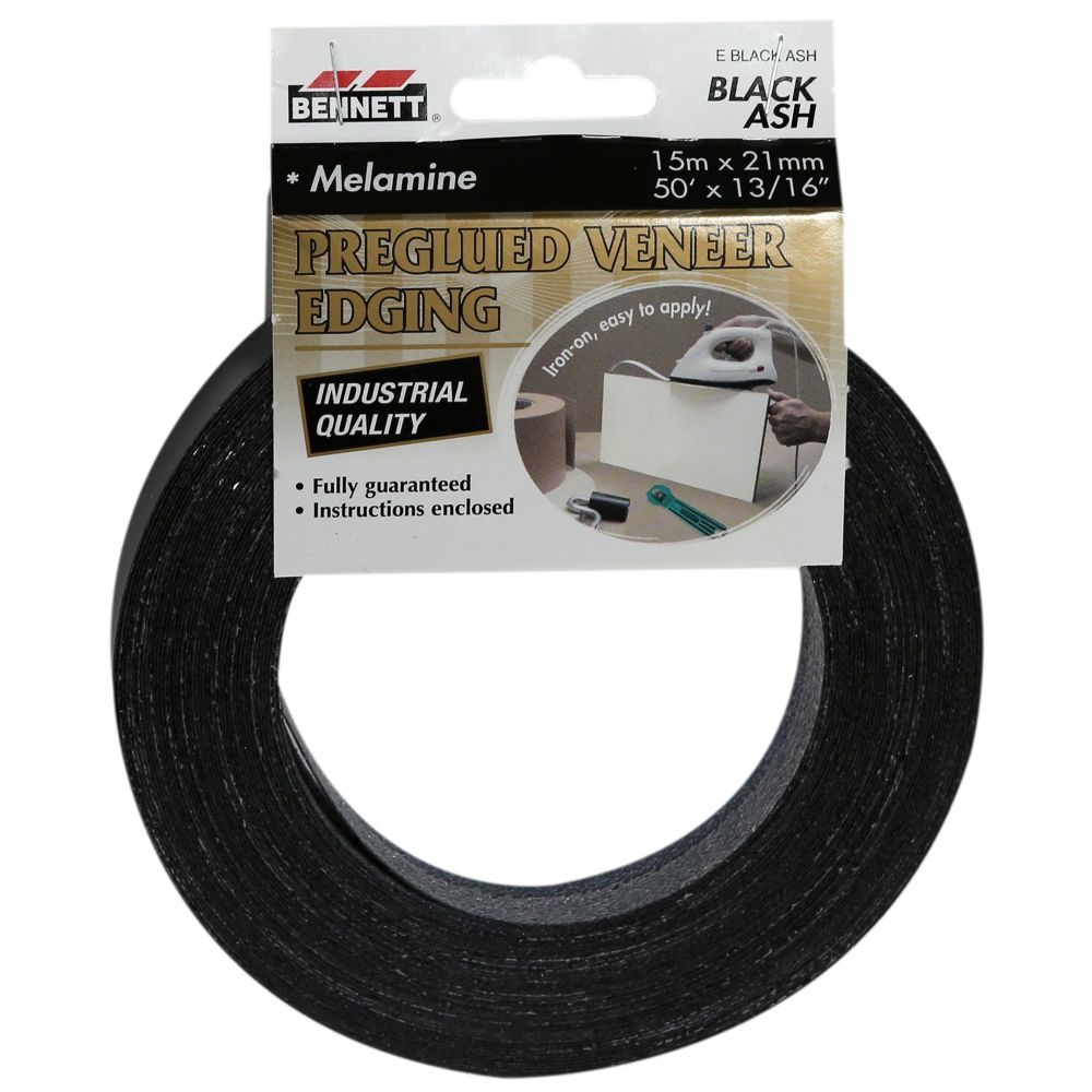 50 ft. x 13/16inch PreGlued Black Ash Melamine Edging The