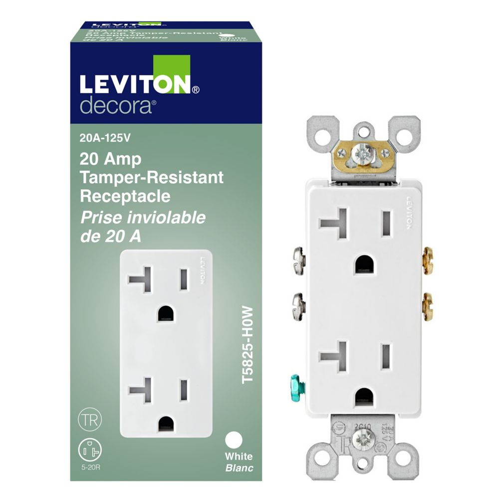 Leviton Decora Plus Duplex Receptacle, White The Home