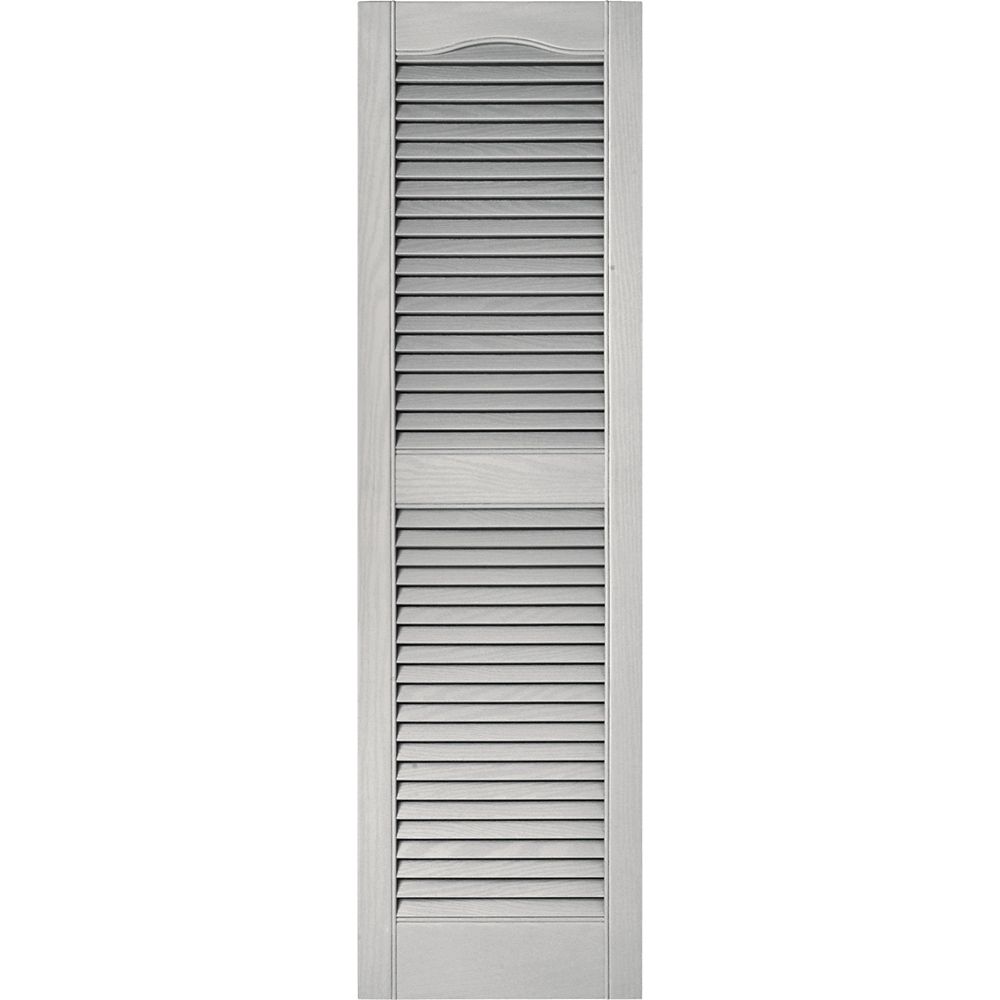 Builders Edge 15 in. x 39 in. Louvered Vinyl Exterior Shutters ...