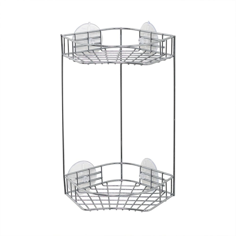 Zenith Products Corner Caddy With 2 Shelves - Chrome | The Home Depot ...