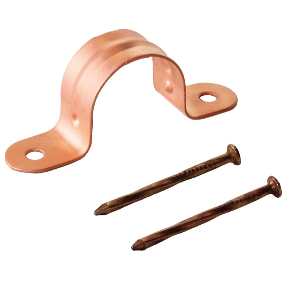 Dahl 3/4 Tube Clamps, Solid Copper, 10 Clamps & 20 Nails Per Bag The