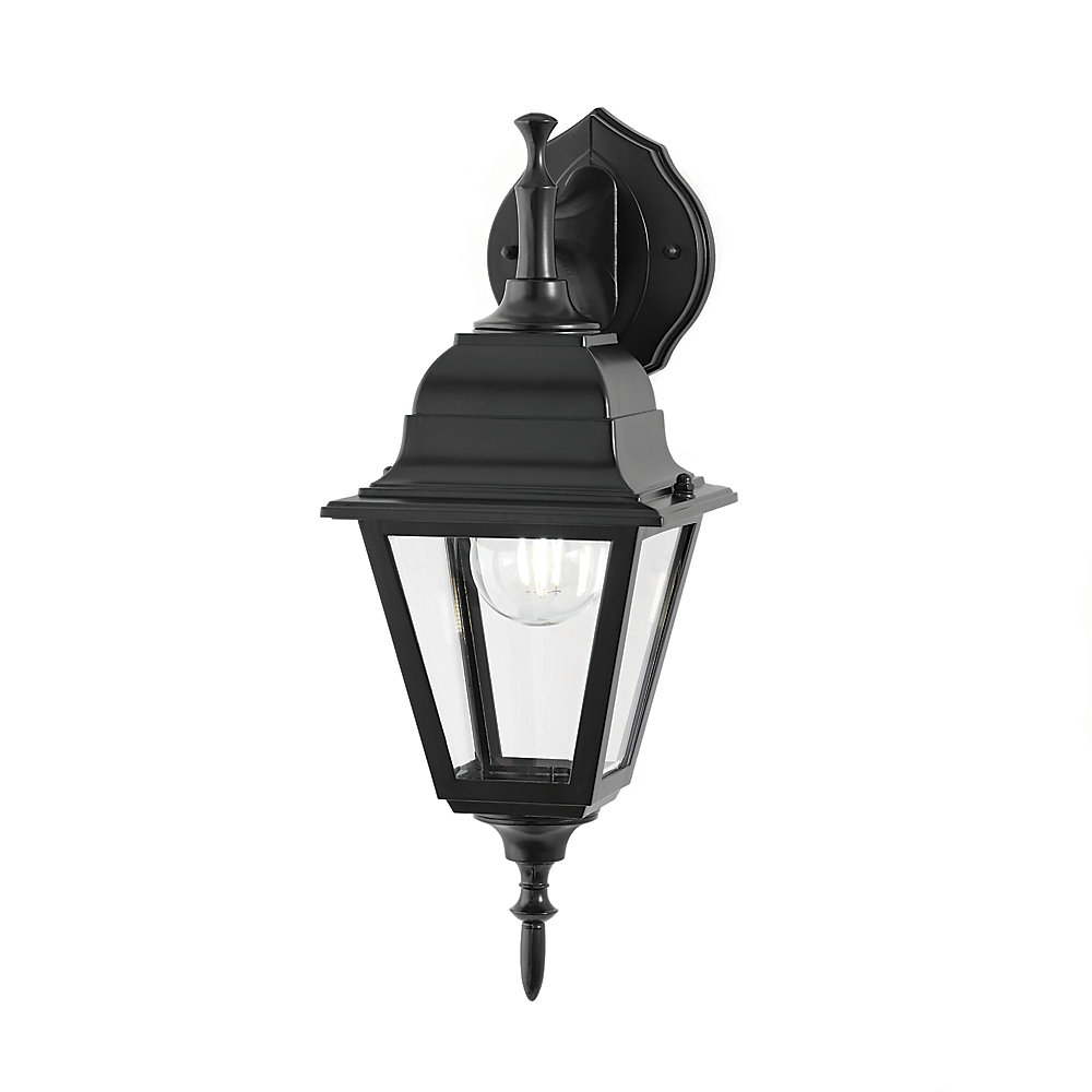 100w 1 Light Black Reversible Outdoor Wall Lantern With Clear Bevelled Glass