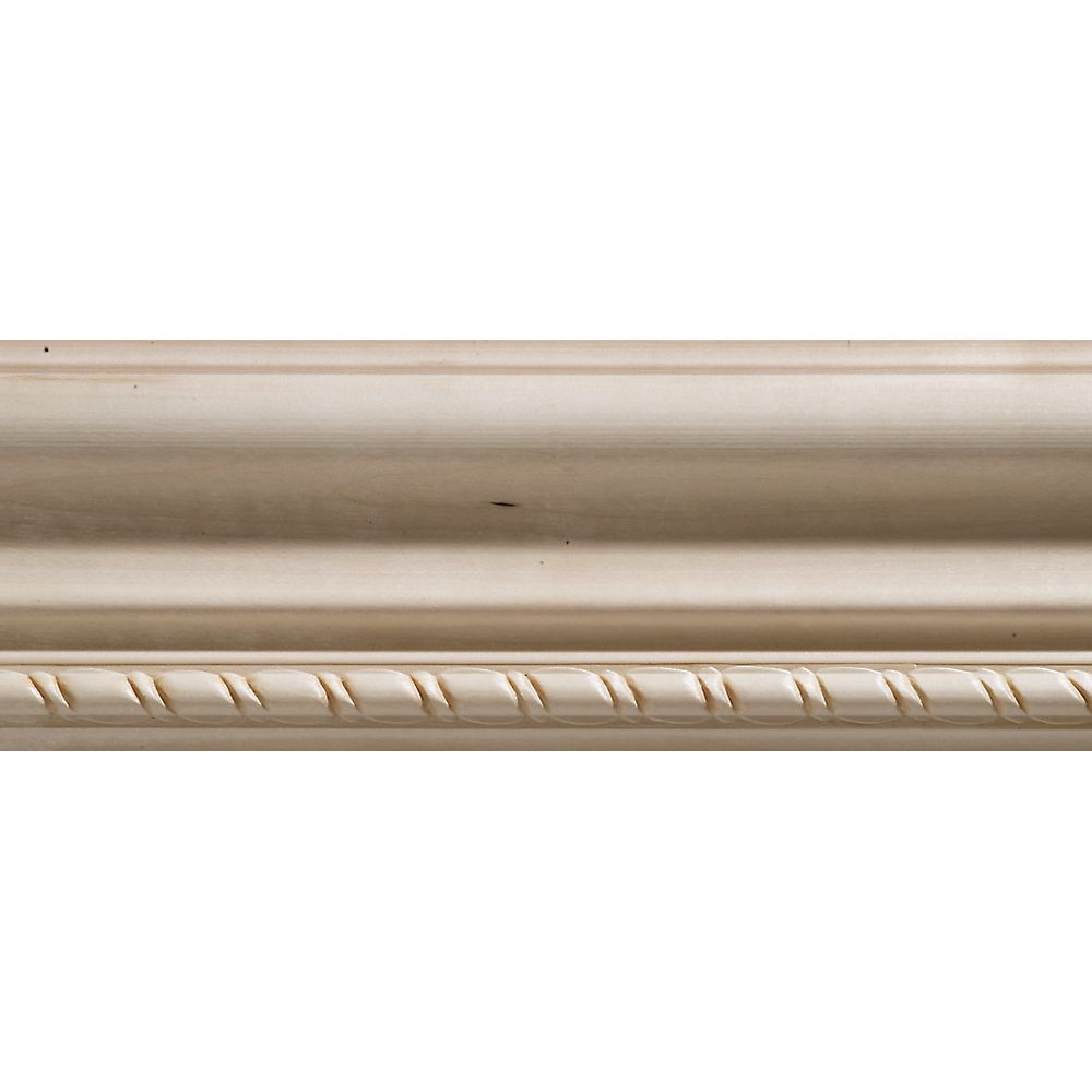 Ornamental Mouldings White Hardwood Embossed Rope Chair Rail 17/32 x 2