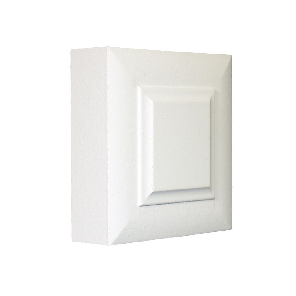 Alexandria Moulding Primed Fibreboard Victorian Corner Block 1 In. x 3