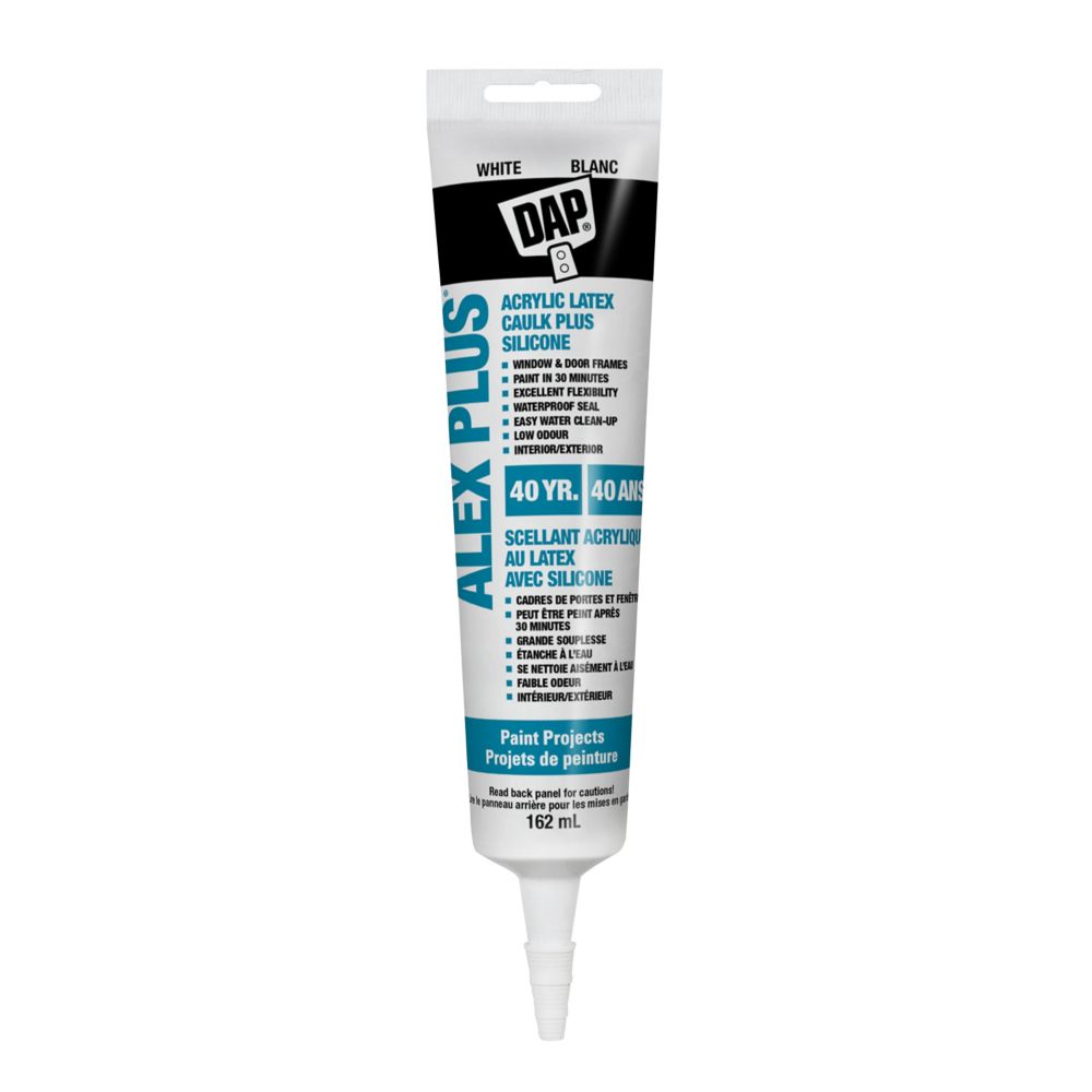 Dap 162ML, White, Alex Plus Acrylic Latex Caulk with Silicone - 35 Yr ...