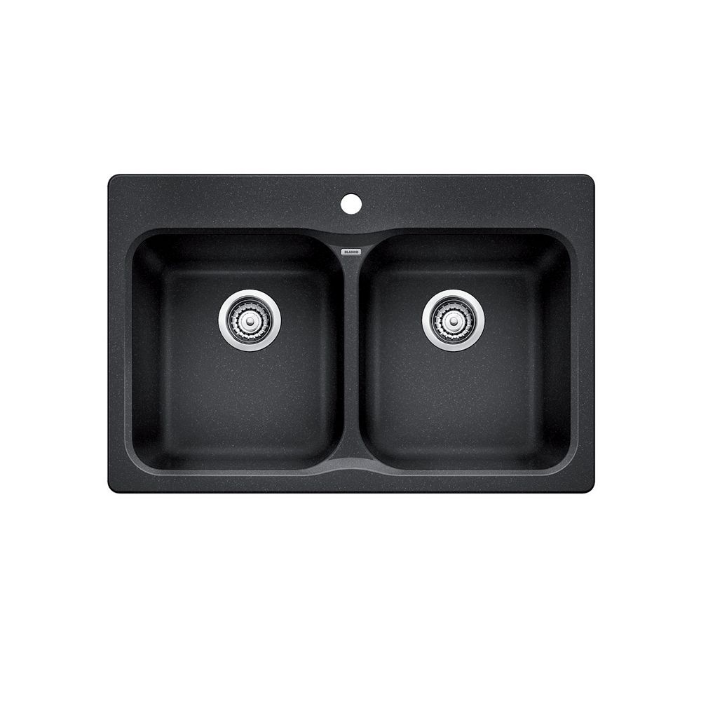 Vision 210 Top Mount Natural Granite Composite 2 Bowl Kitchen Sink In Anthracite