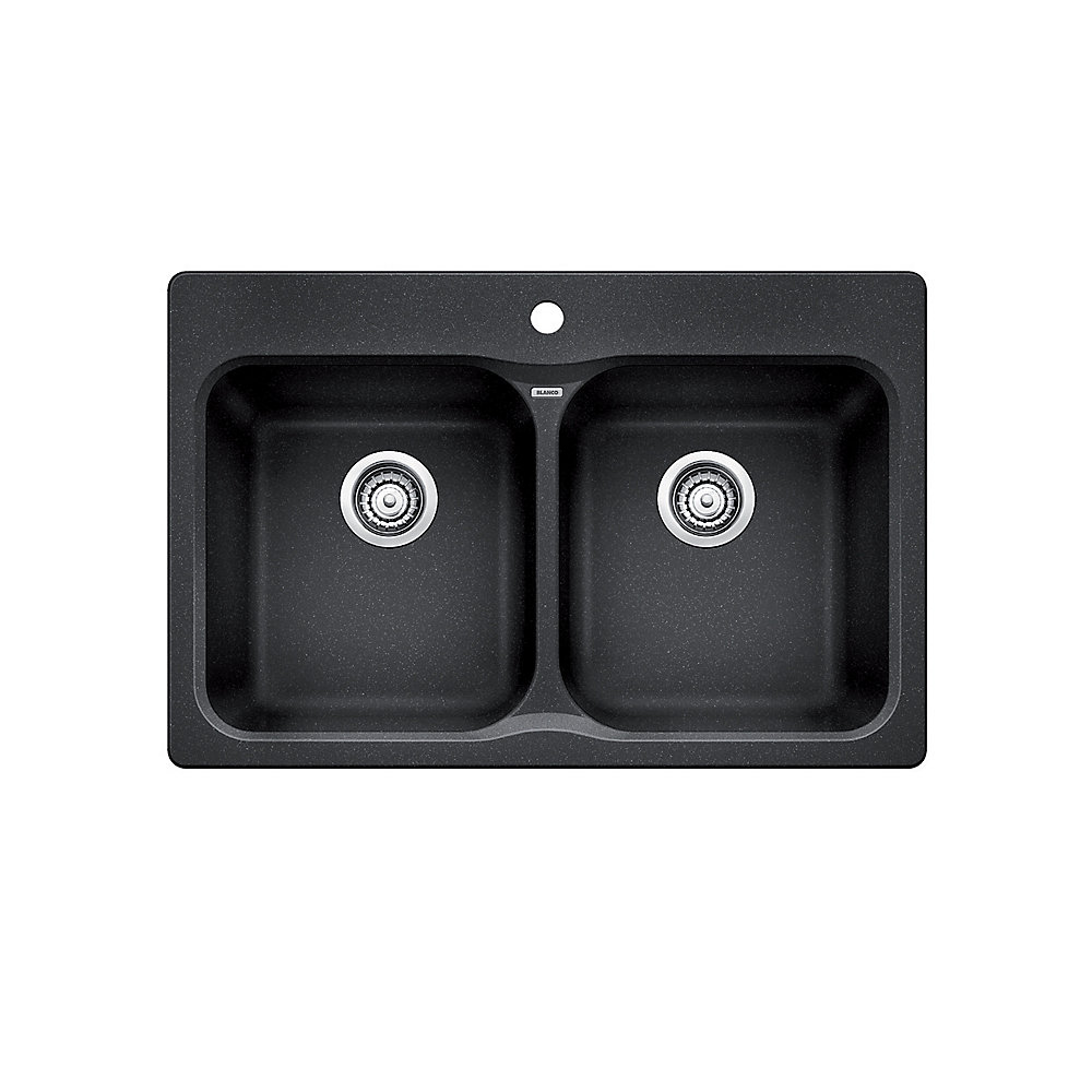 Vision 210 Top Mount Natural Granite Composite 2 Bowl Kitchen Sink In Anthracite