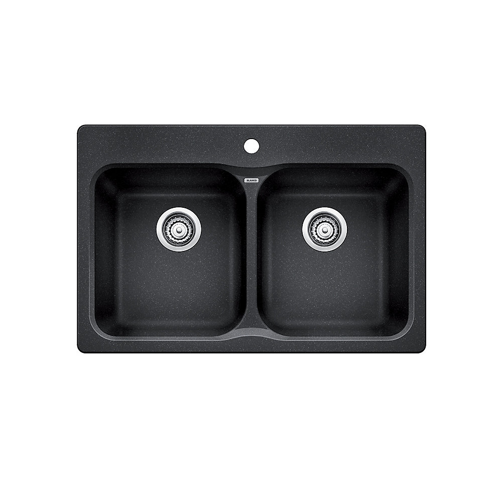 Vision 210 Top Mount Natural Granite Composite 2 Bowl Kitchen Sink In Anthracite