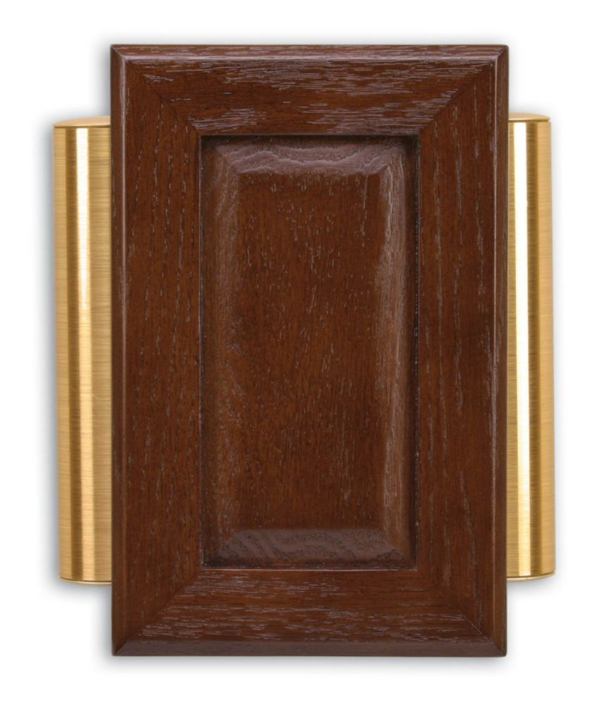 Heath Zenith Wired Door Chime With Brown Cherry Finish And Satin Brass Finish Side Tubes The