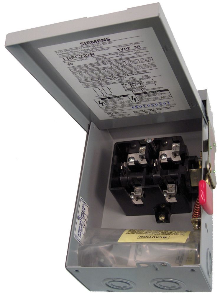 Siemens 60A 2 pôles 240V non-fusibles Siemens Interrupteur Siemens 60A 2 pôles 240V non-fusibles Siemens Interrupteur