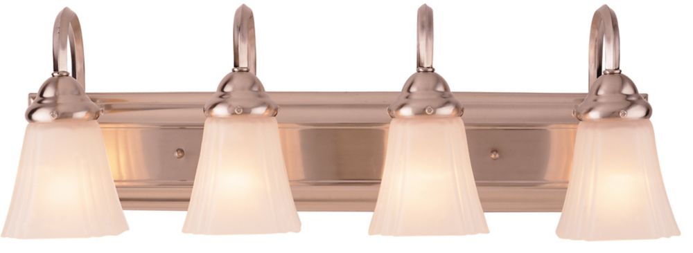 Hampton Bay 4 Light Brushed Nickel Vanity Light With Frosted Glass