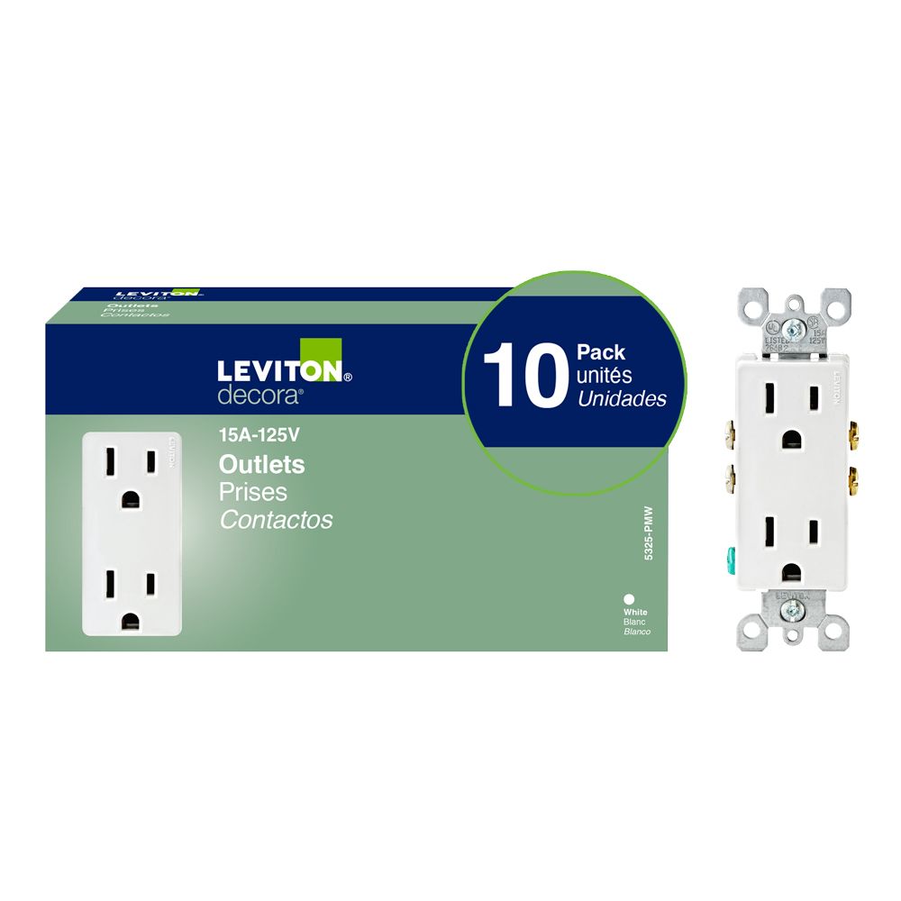 Leviton Decora Receptacle, White (10Pack) The Home Depot Canada