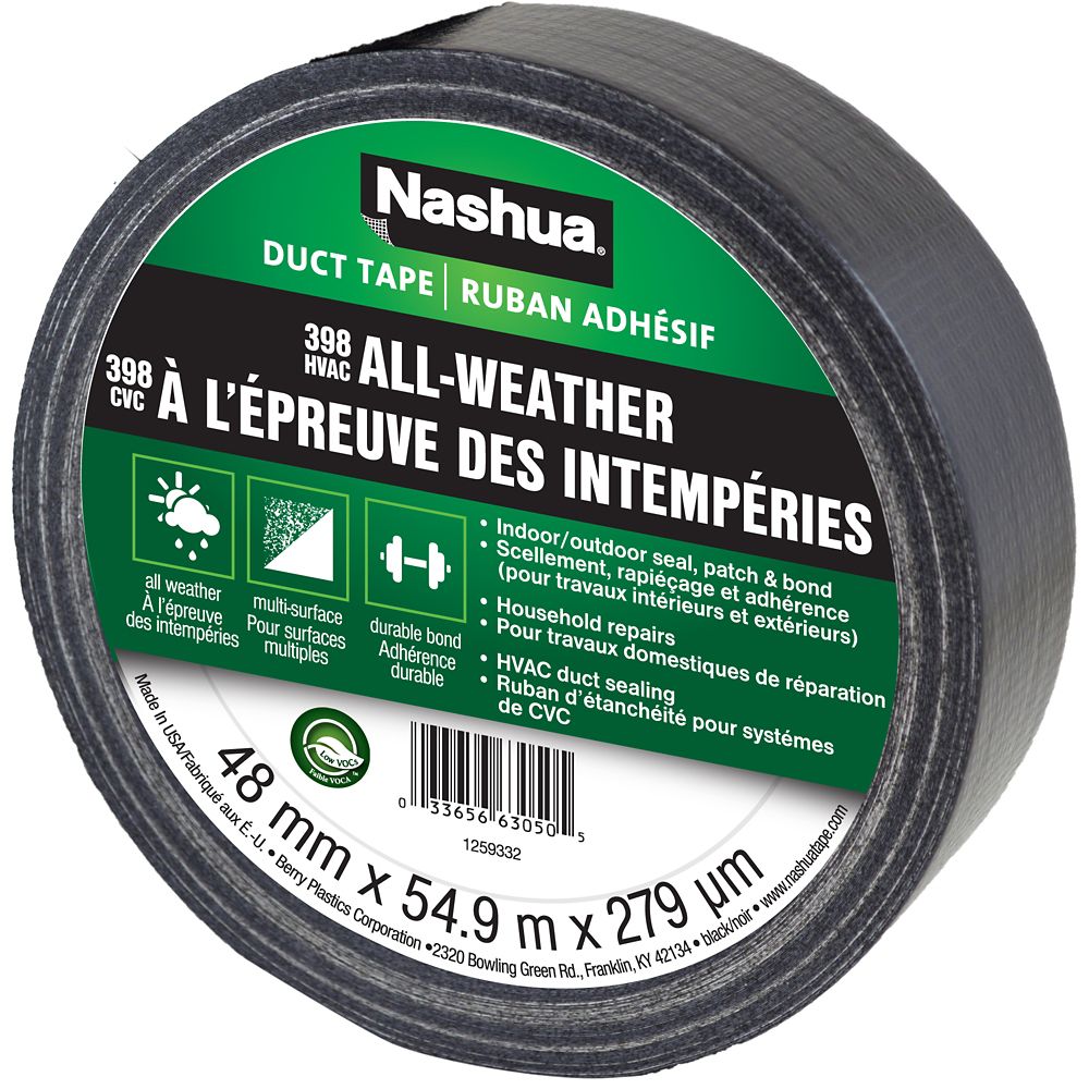Nashua Tape 1.89 in x 60 yd 398 AllWeather Duct Tape Black The Home Depot Canada