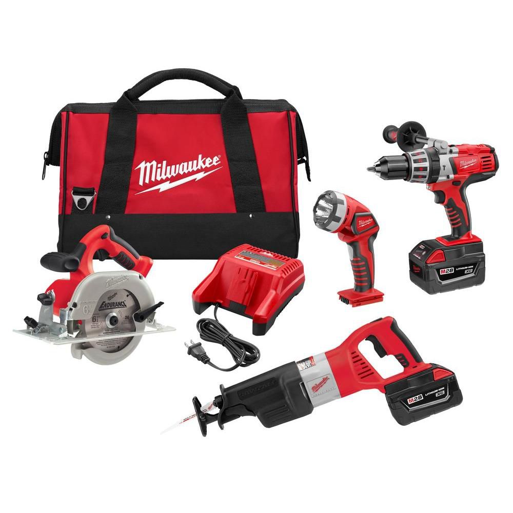 Milwaukee Tool M28 Cordless Four-Piece Combo Kit | The Home Depot Canada