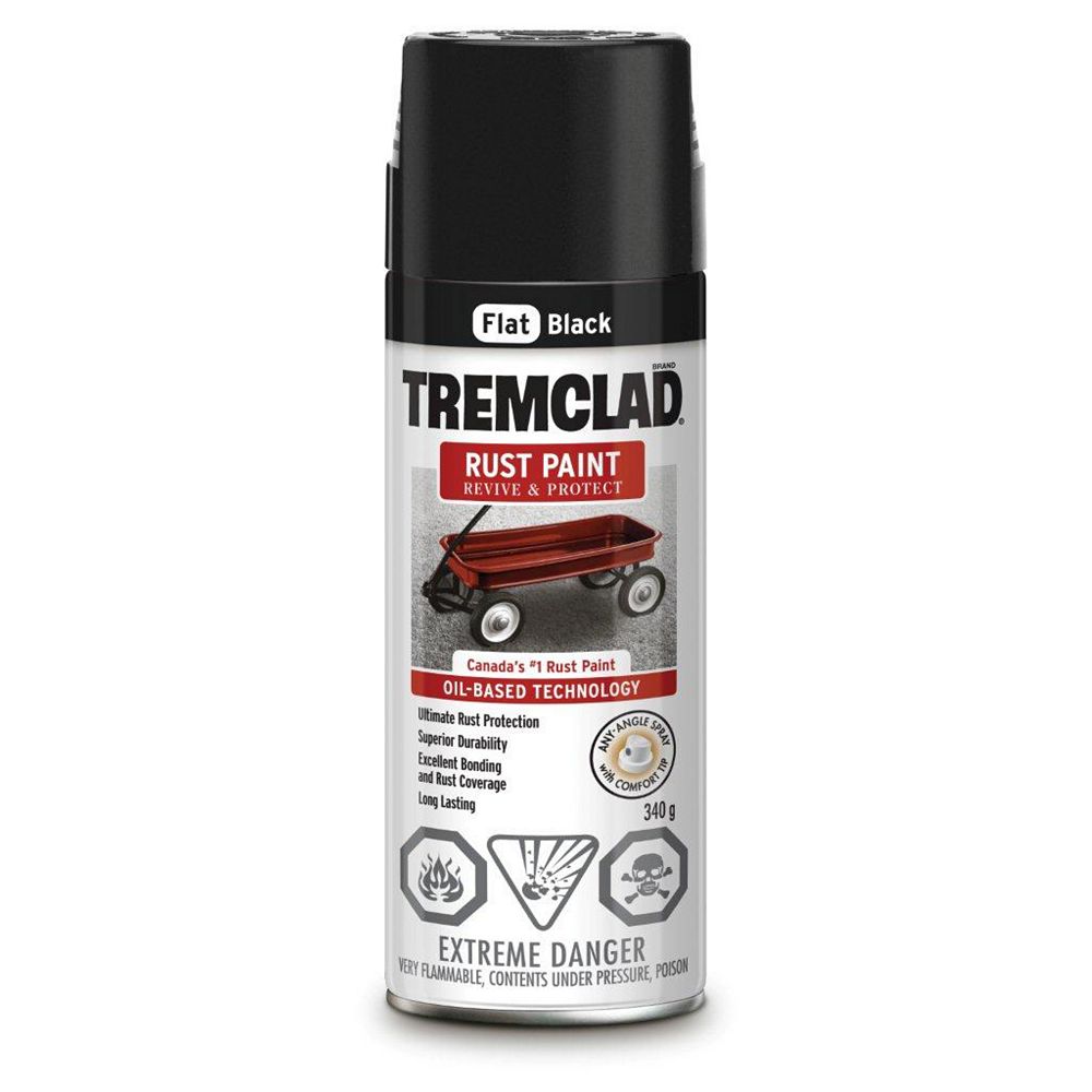 TREMCLAD OilBased Rust Paint In Flat Black, 340 G Aerosol Spray Paint