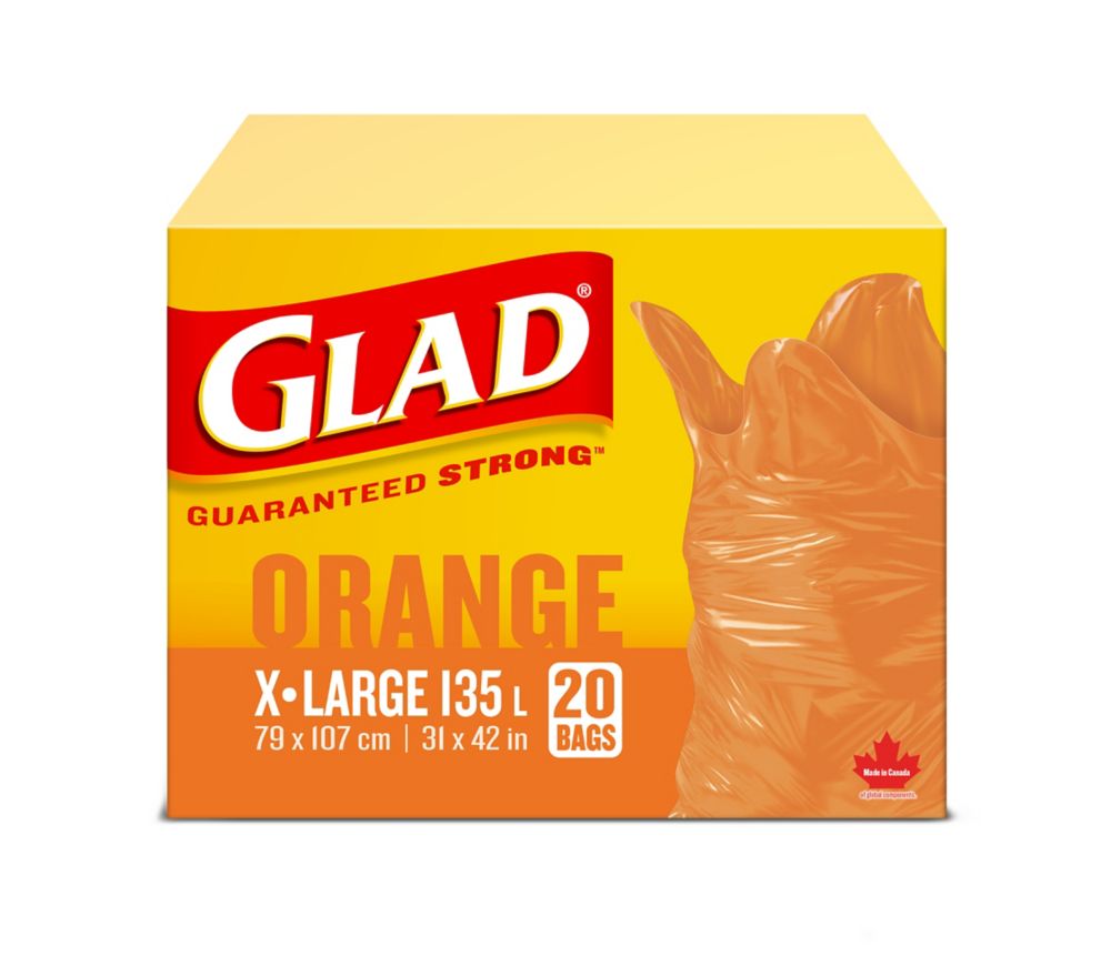 Glad Orange Garbage Bags Extra Large 135 Litres 20 Trash bags The