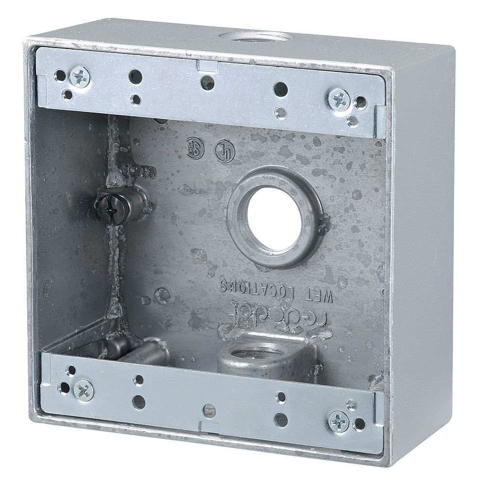 Red Dot 2 Gang Outdoor Box 3x1/2 In. Hole, Silver The