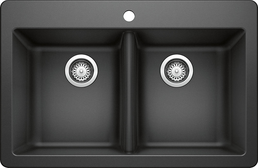 50 50 Dual Mount Black Sink