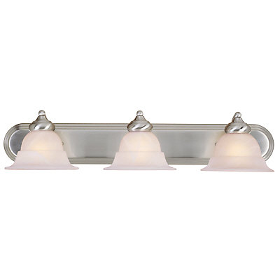 3 Light Brushed Nickel Vanity With Alabaster Glass Shades
