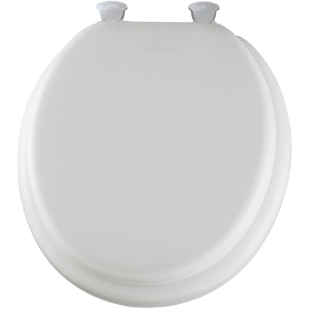 Round Cushioned Vinyl Toilet Seat with Easy Clean & Change Hinge in White