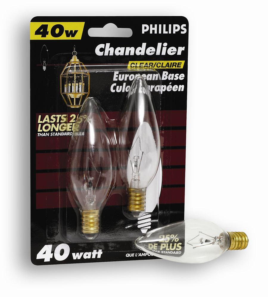 Philips 40w Chandelier European Base Clear 2 Pack Philips 40w Chandelier European Base