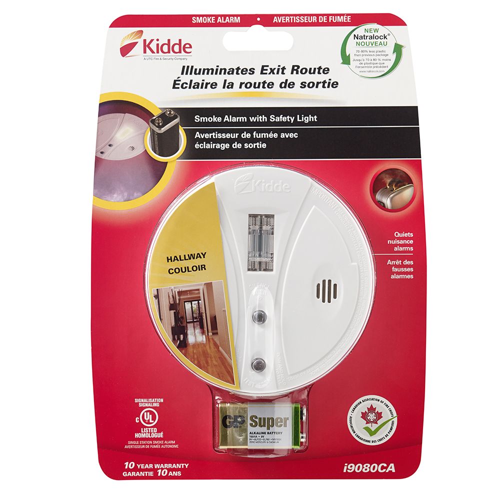 Kidde Battery Operated Safety Light Smoke Alarm with Hush Feature The