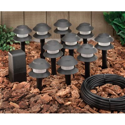 Malibu Low Voltage Tier 10 Light Kit Black The Home Depot Canada