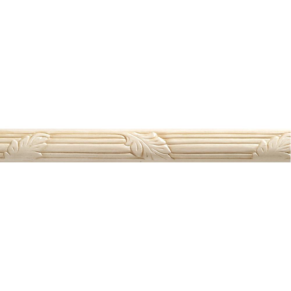 Ornamental Mouldings White Hardwood Embossed Oak Leaf Trim Moulding 3/8 x 7/8 Sold Per 8