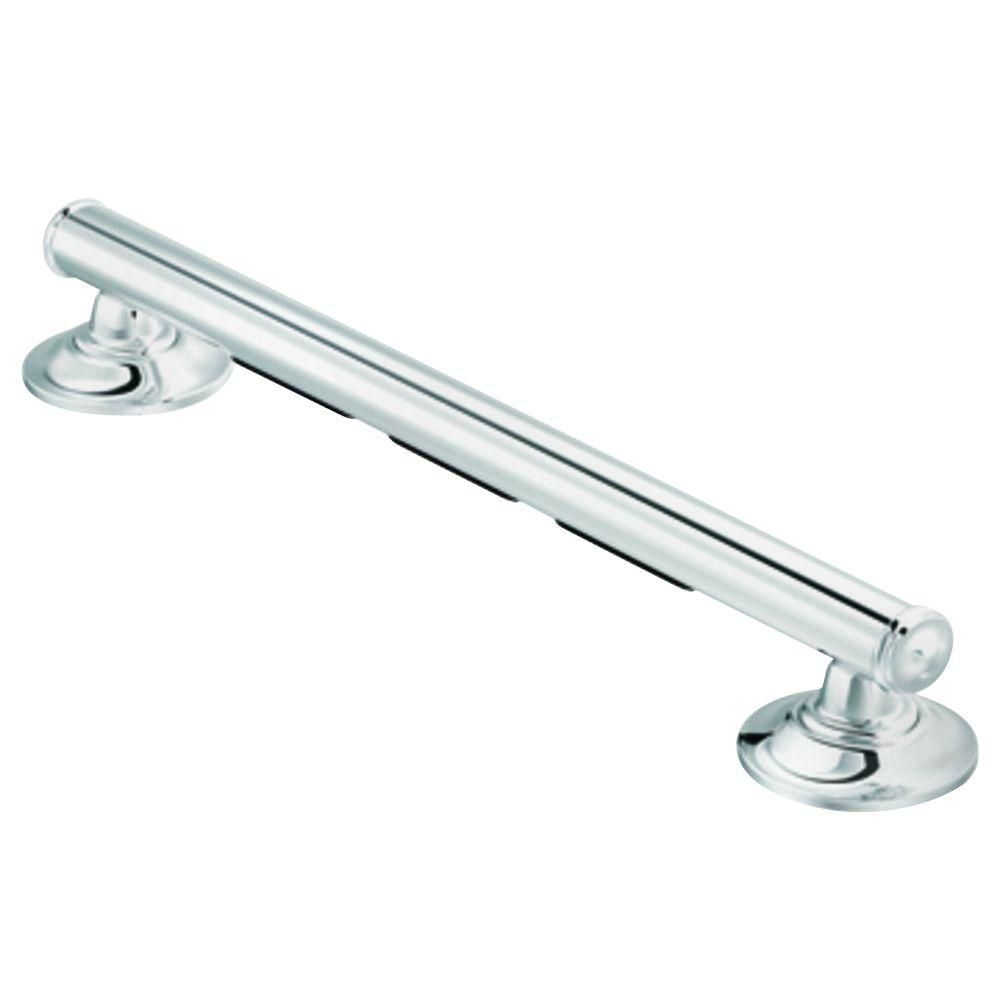 Chrome HealthSmart Suction Cup Grab Bar with Germ Protection 12 Inches