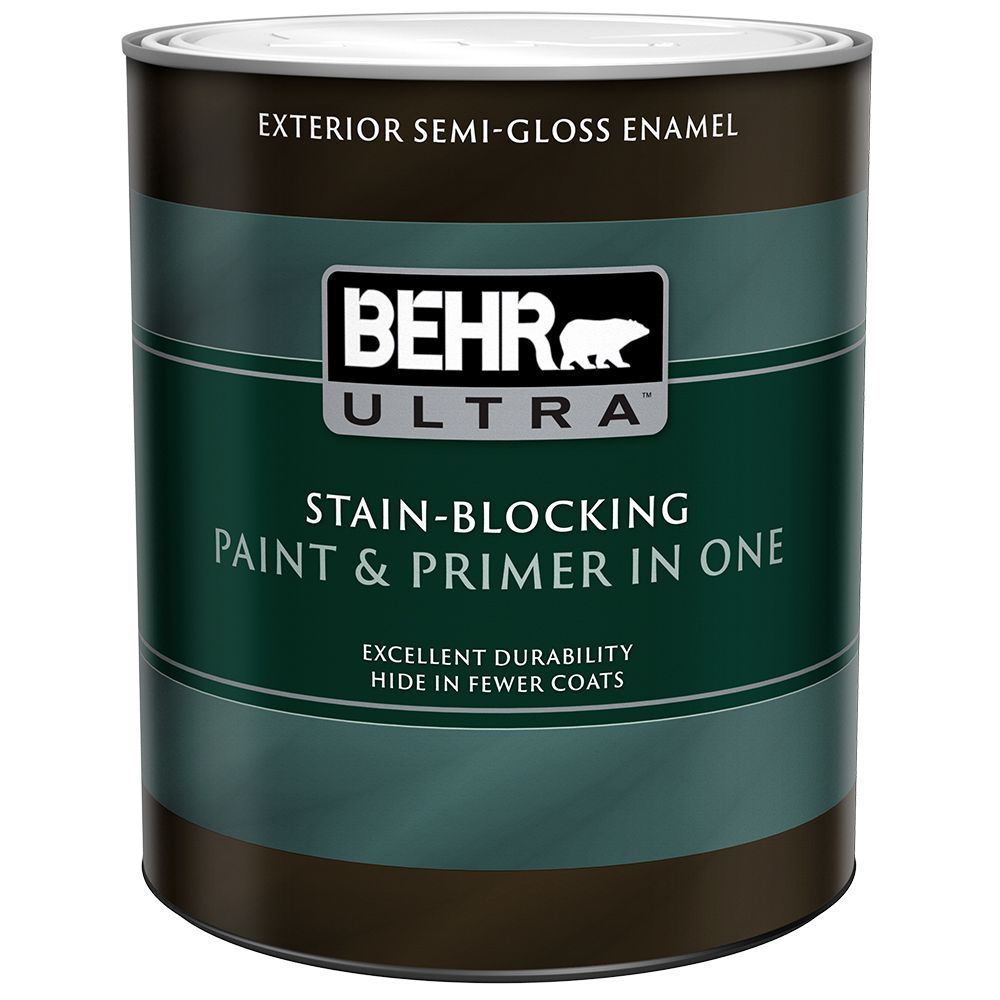 Behr Premium Plus Ultra Exterior Paint & Primer in One, SemiGloss Enamel Deep Base, 946