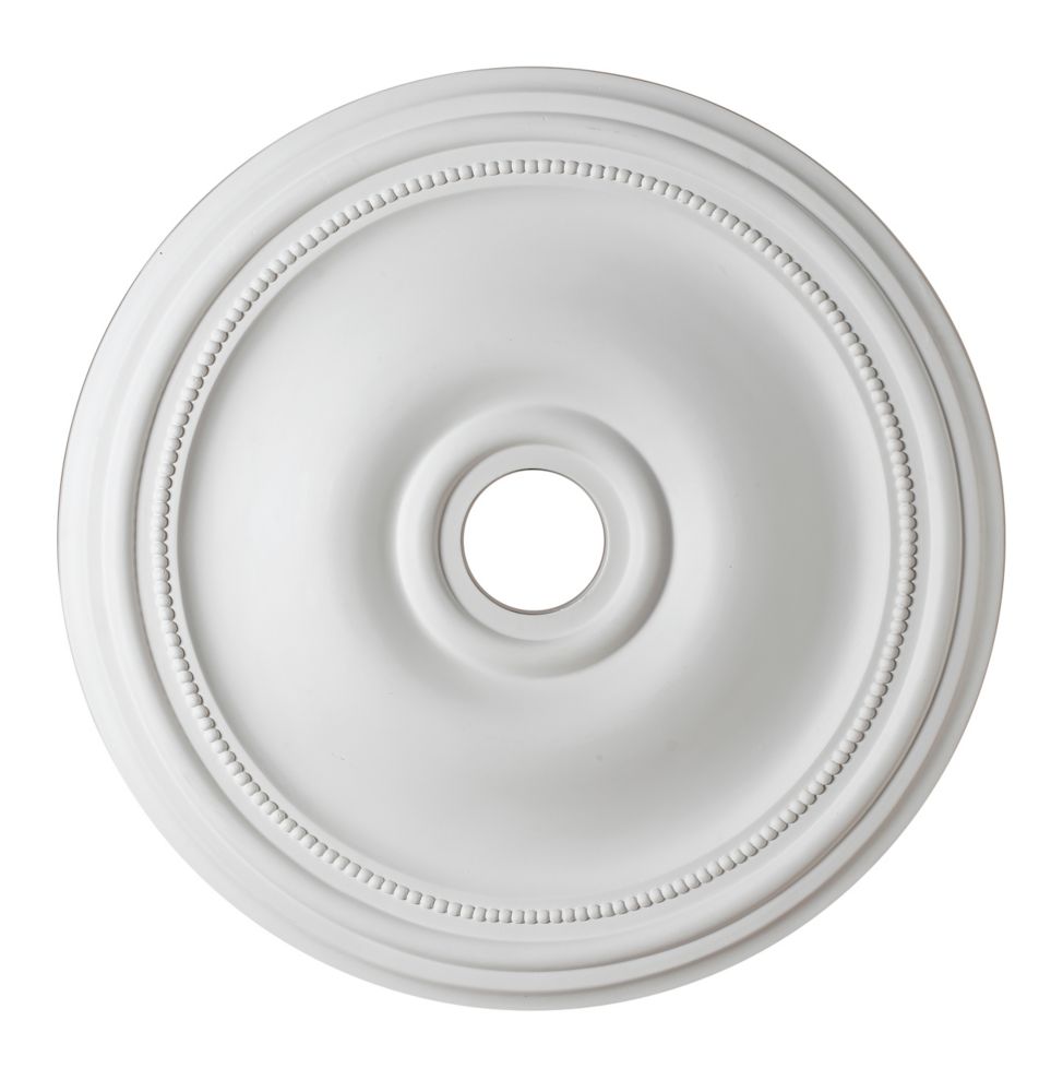 24 Inch Medallion Fixture Accent With Bead Pattern In Matte White Finish