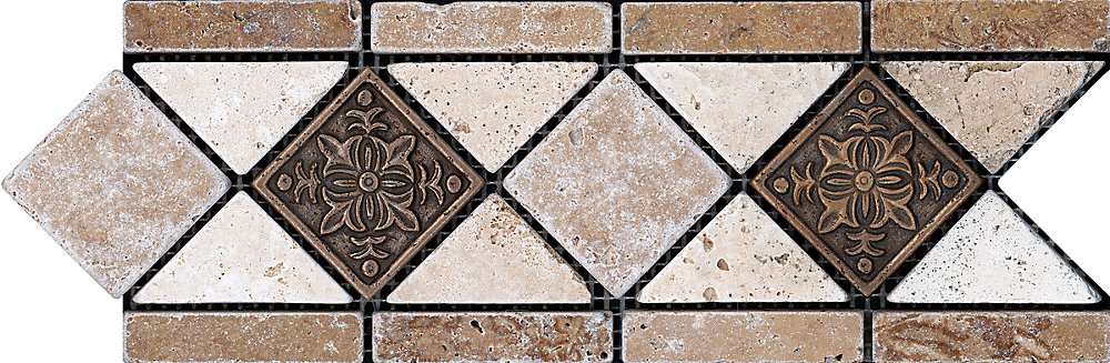 4 Inch X 12 Noce With Fiore Metal Decorative Border Tile