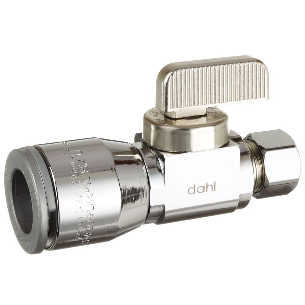 Dahl 1/2 QuickGrip x 3/8 Od Comp Straight, Plated Valve The Home
