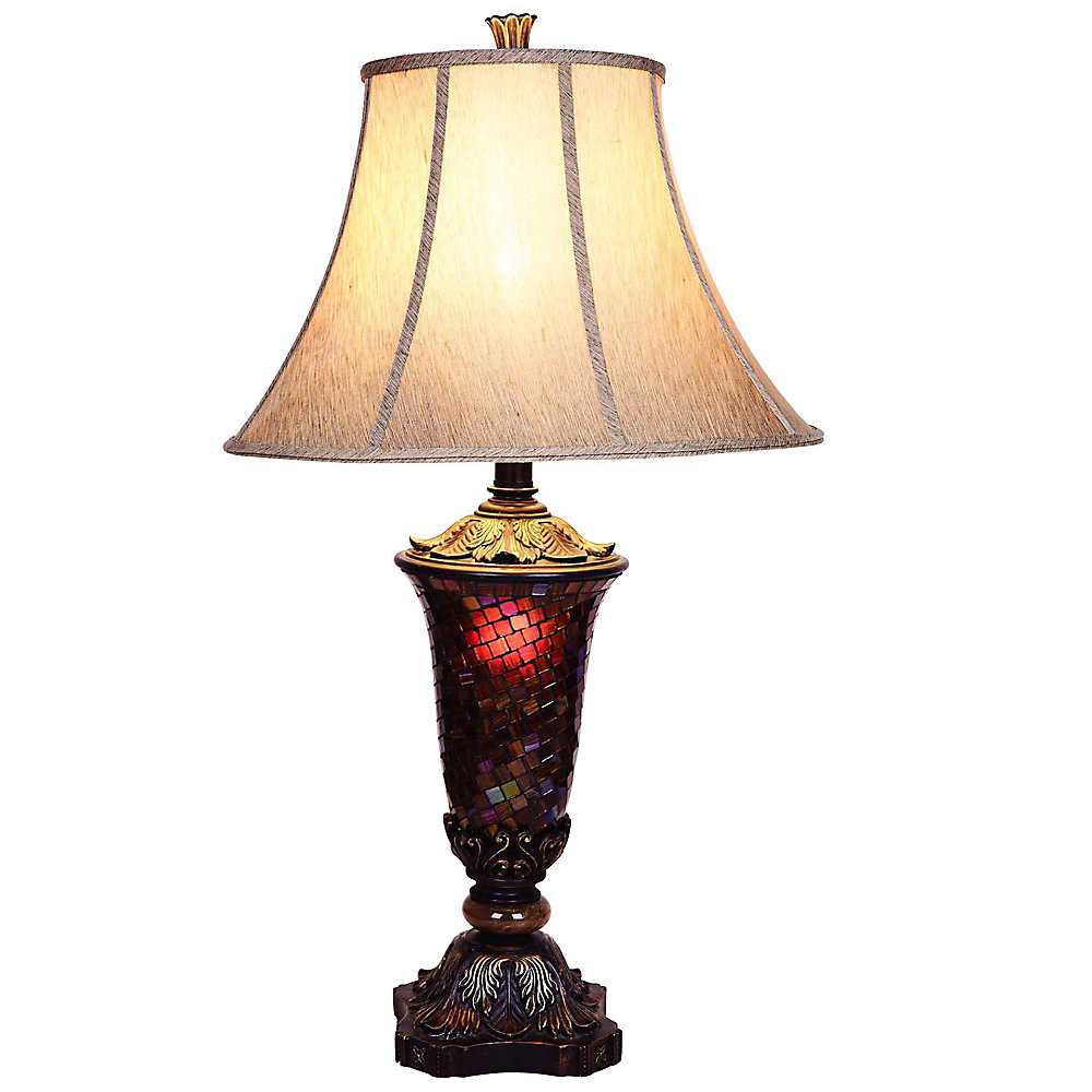 33.5-inch Mosaic Table Lamp with Black and Gold Accents