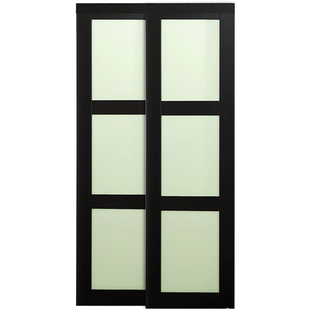 TRUporte 60inch x 80inch 2290 Series Espresso 3 Lite Frosted Glass