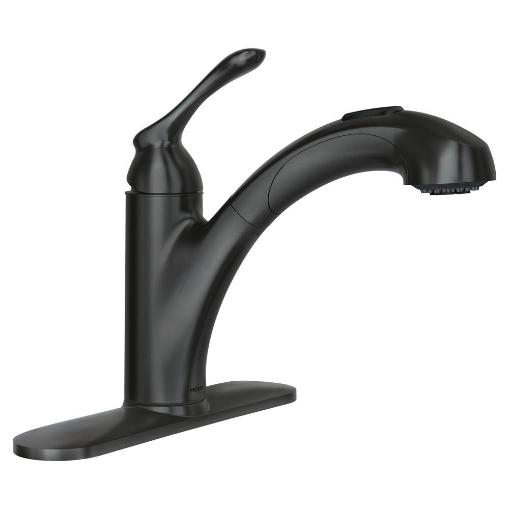 MOEN Banbury Single-Handle Pullout Kitchen Faucet in Matte Black Finish