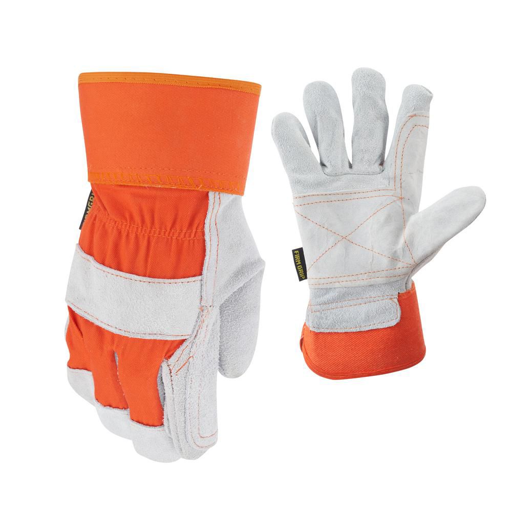 Firm Grip Double Leather Palm Gloves Large The Home Depot Canada