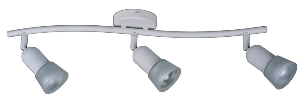 Hampton Bay Semi-plafonnier à rail d'éclairage à 3 lampes avec diffuseurs, blanc mat et verre gravé Hampton Bay Semi-plafonnier à rail d'éclairage à 3 lampes avec diffuseurs, blanc mat et verre gravé