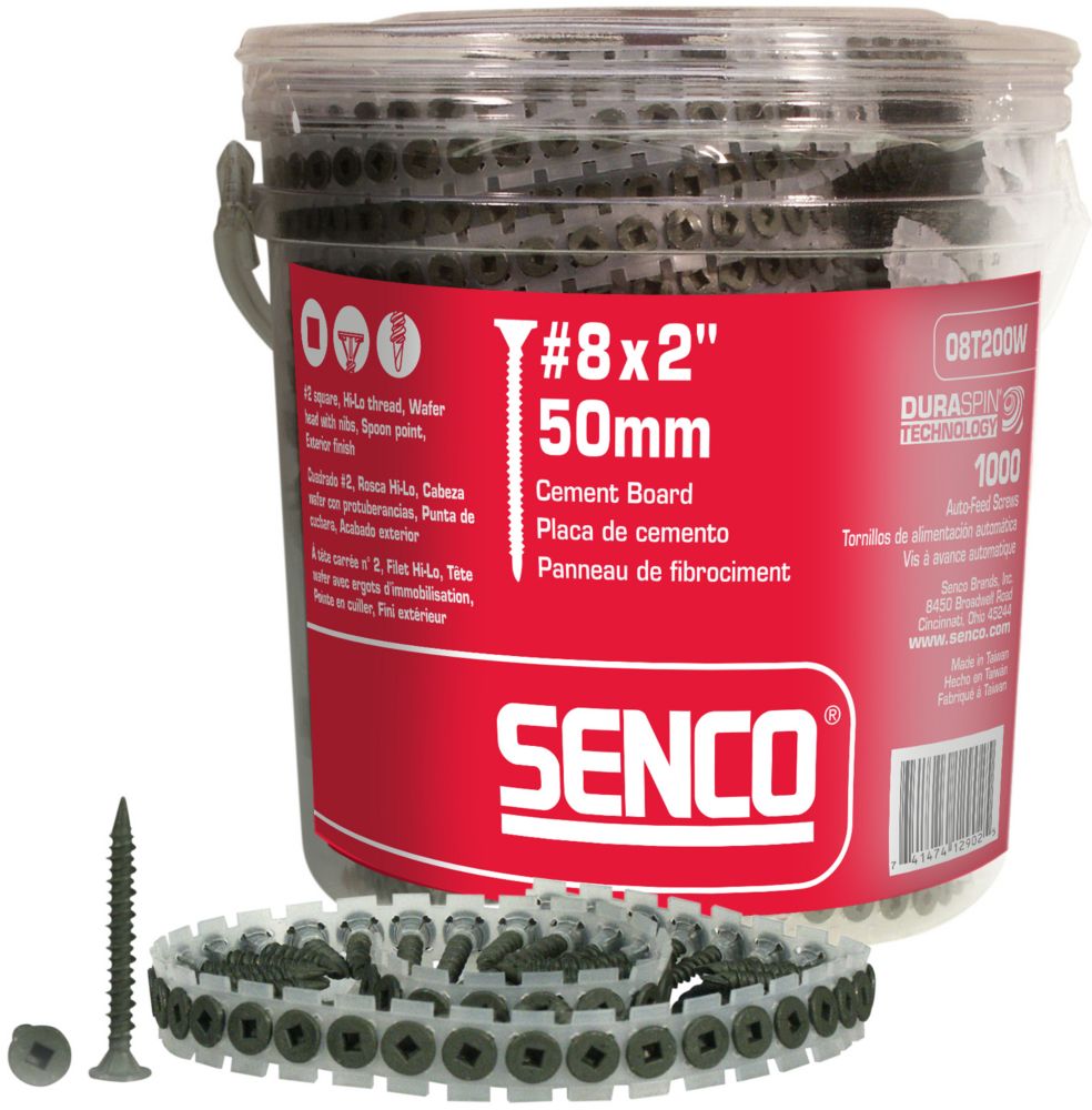 Senco Vis assemblees panneau de fibrociment #8 x 2po 1000 (carre #2) 08T200W Senco Vis assemblees panneau de fibrociment #8 x 2po 1000 (carre #2) 08T200W