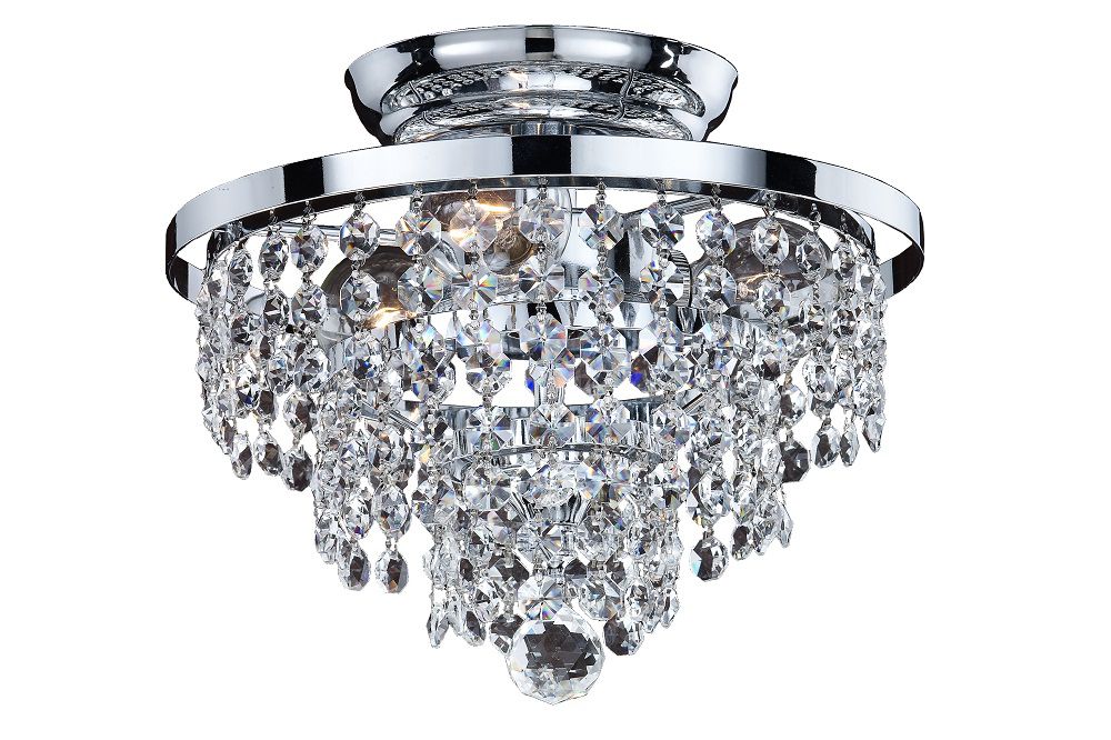 Glow Lighting Vista 3 Light Silver Chrome And Crystal Incandescent Glow Lighting 628ac10sp 7c Vista 3 Light Silver Chrome And Crystal Incandescent Flush Mount