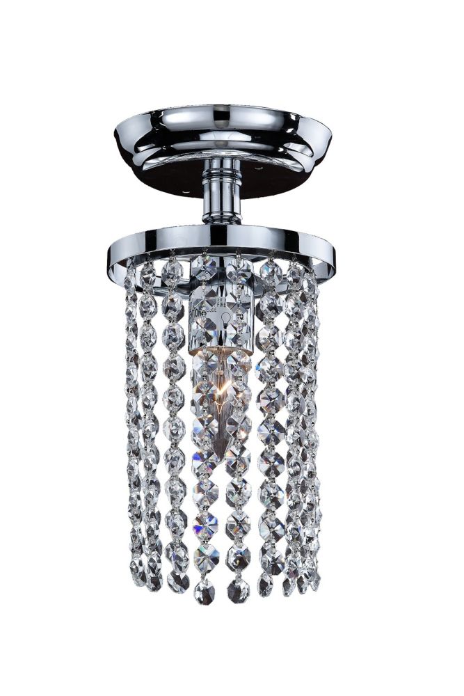 Glow Lighting Vista 1-Light Chrome et Crystal Incandescent lumière affleurante Glow Lighting Vista 1-Light Chrome et Crystal Incandescent lumière affleurante