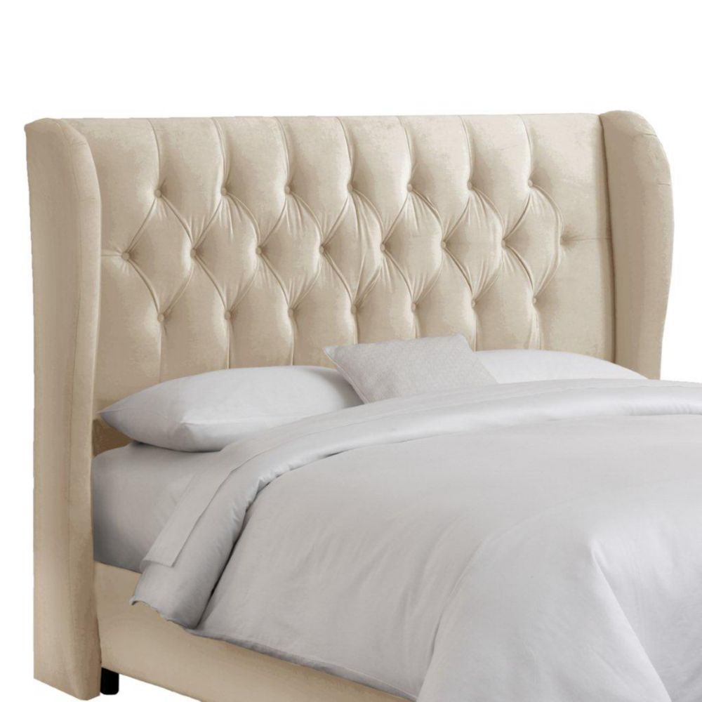 Skyline Furniture Upholstered Queen Headboard in Velvet White The Home Depot Canada