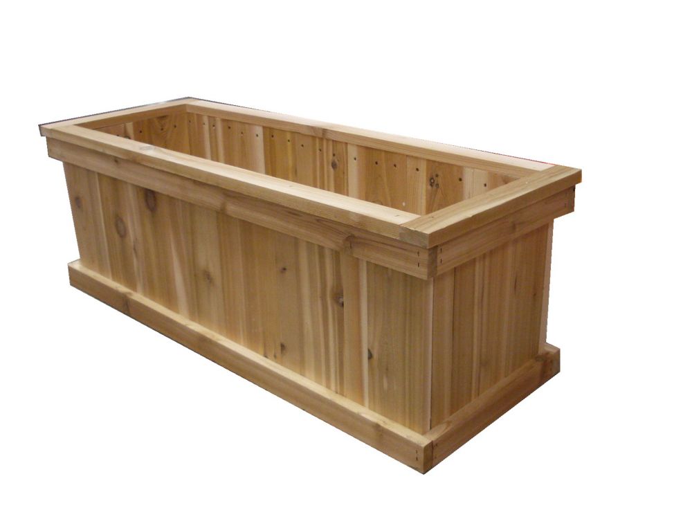 Orosz Outdoors 16 In. x 36 In. Rectangular Cedar Planter ...